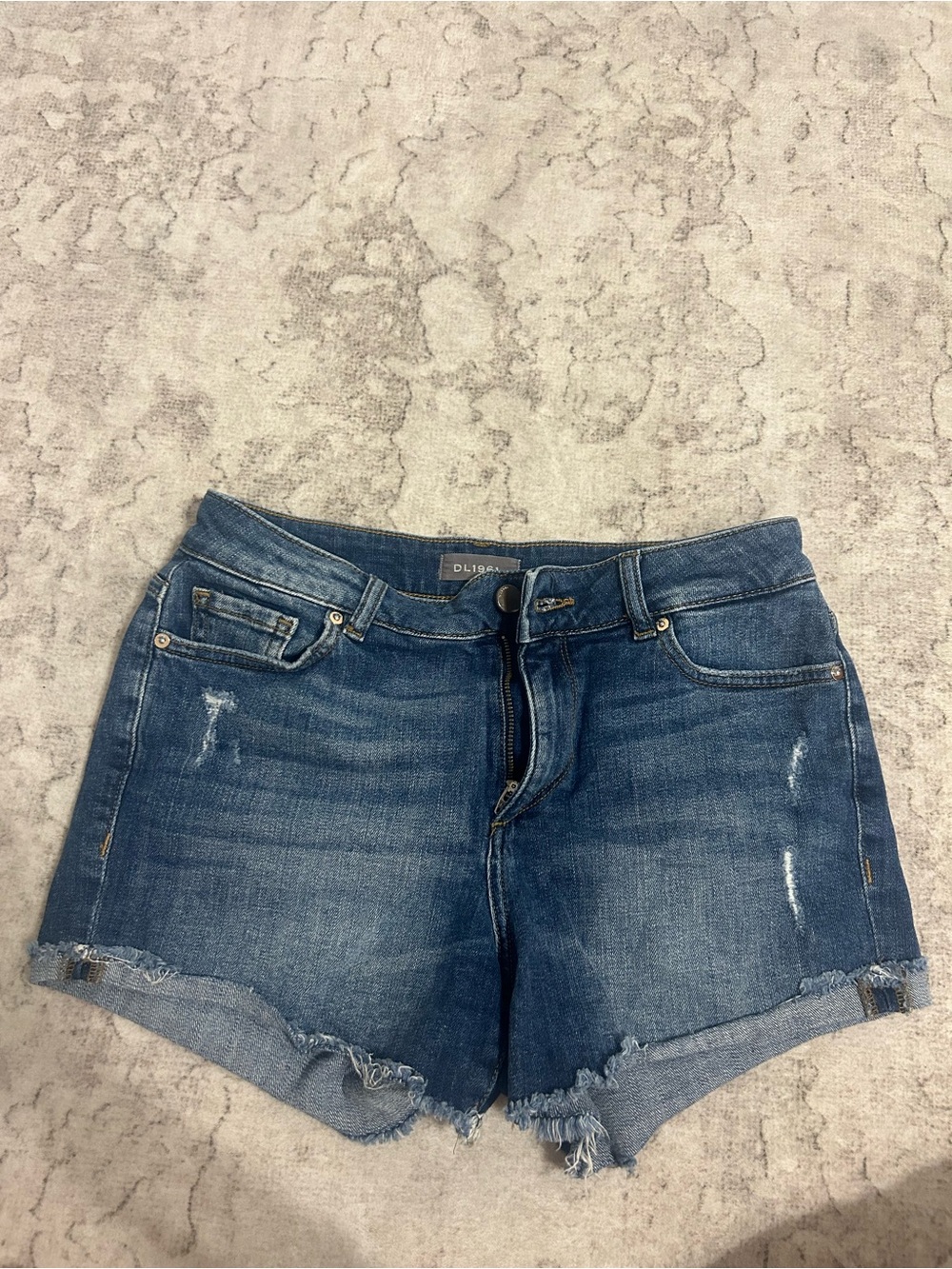 DL1961 Women's Distressed Dark Blue Denim Cutoff Shorts